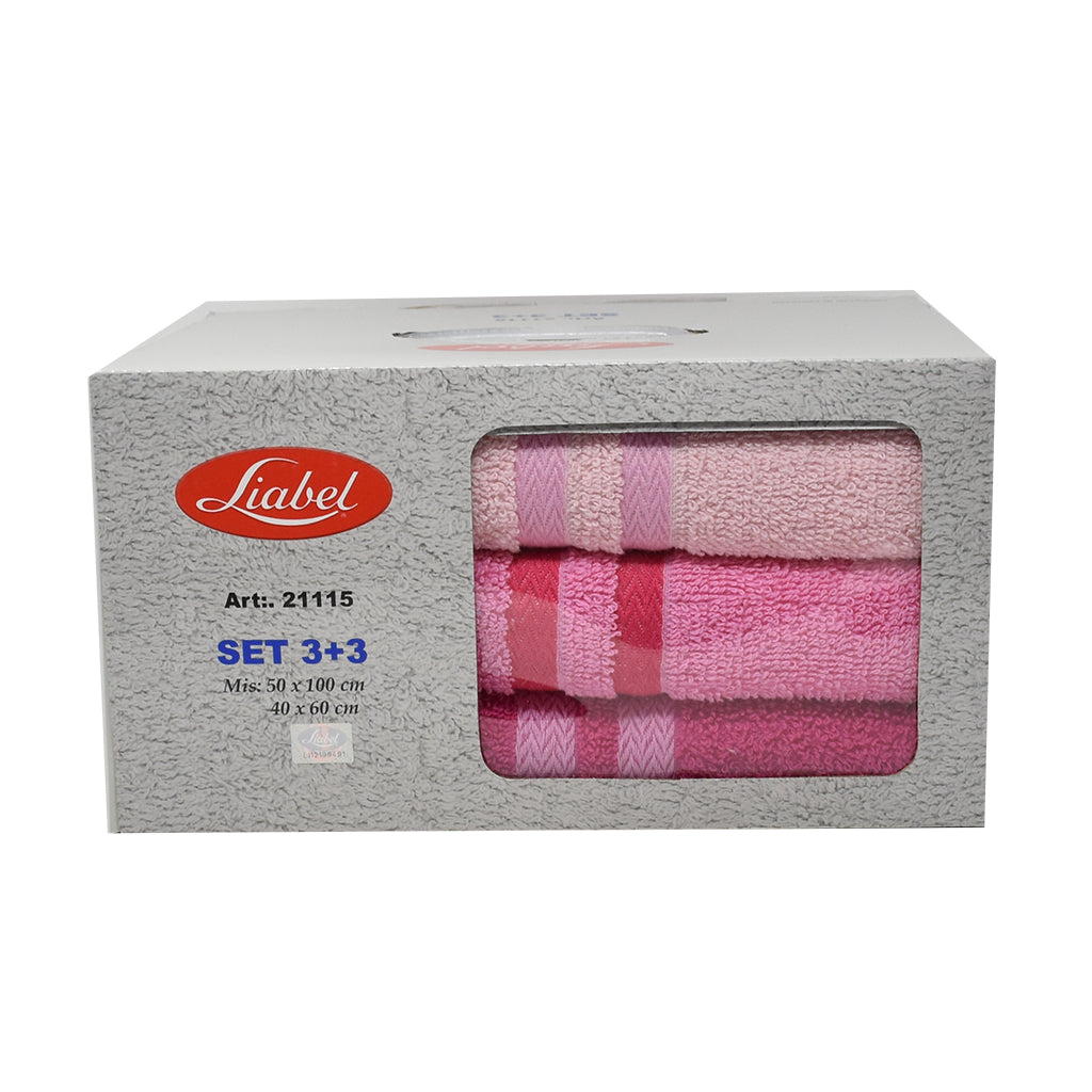 Set 3 Asciugamani e 3 Ospiti Spugna Liabel
