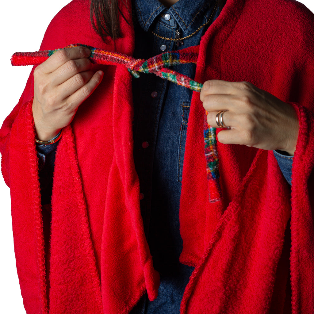 Mantella Pile Poncho Rossa