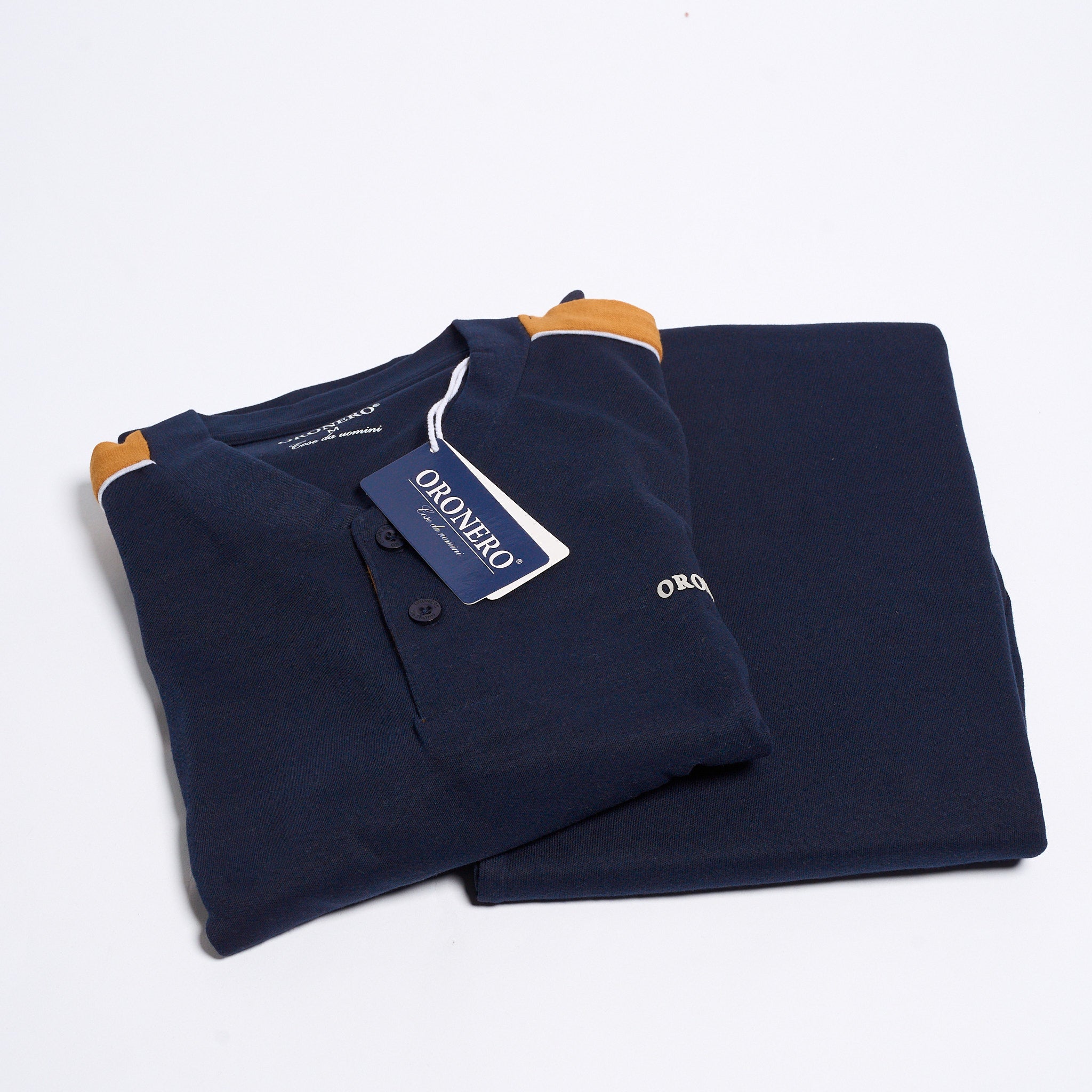 Pigiama Uomo Caldo Cotone Oro Nero OU498