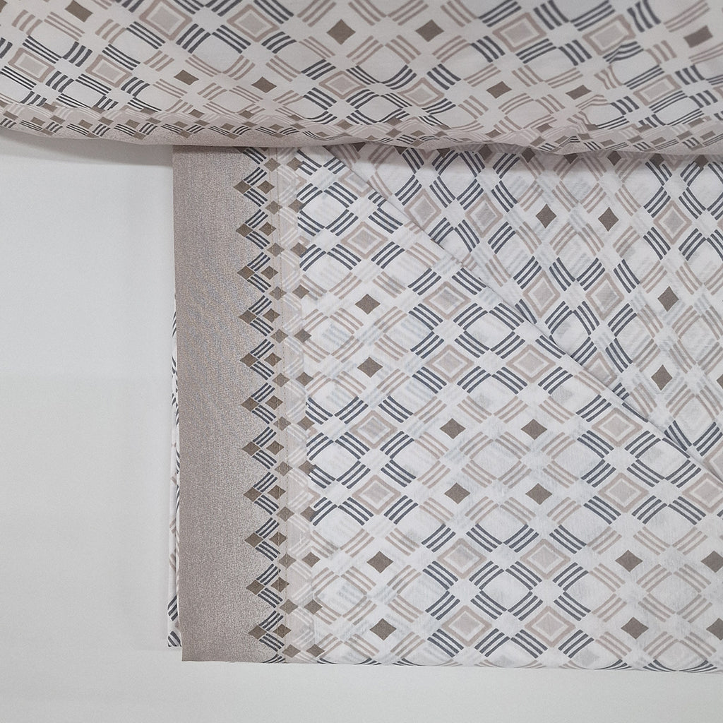 Set Lenzuola Matrimoniali Cotone Biancaluna Marena Rombi
