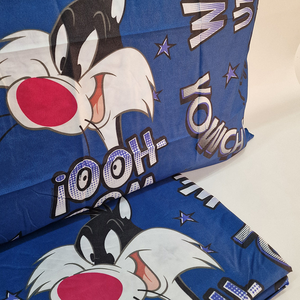 Set Lenzuola Singolo in Microfibra Looney Tunes Gatto Silvestro