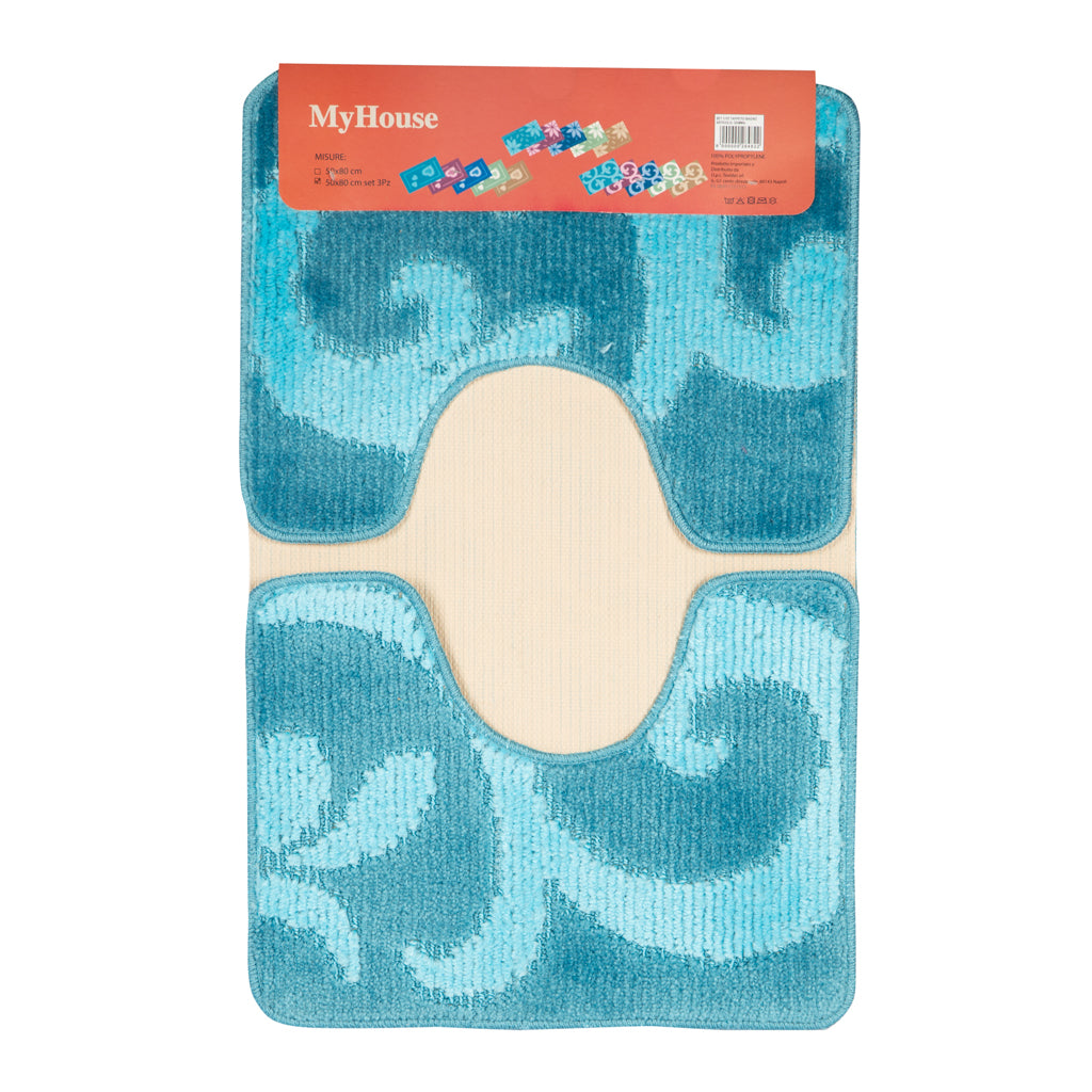 Tris Tappeti Bagno Antiscivolo My House Gemma