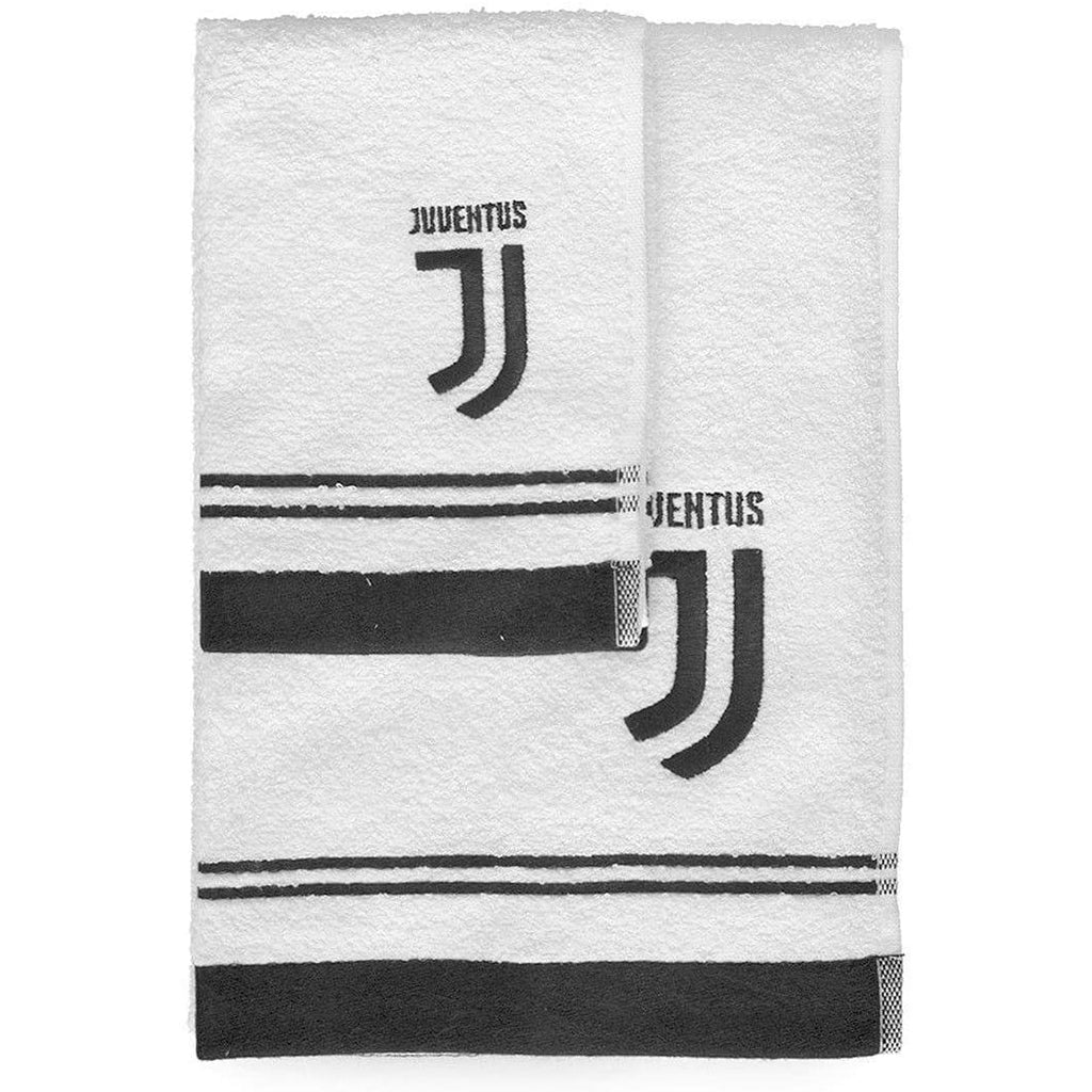 Set Bagno Asciugamano + Ospite, Bianco/Nero, 100% Cotone Juventus