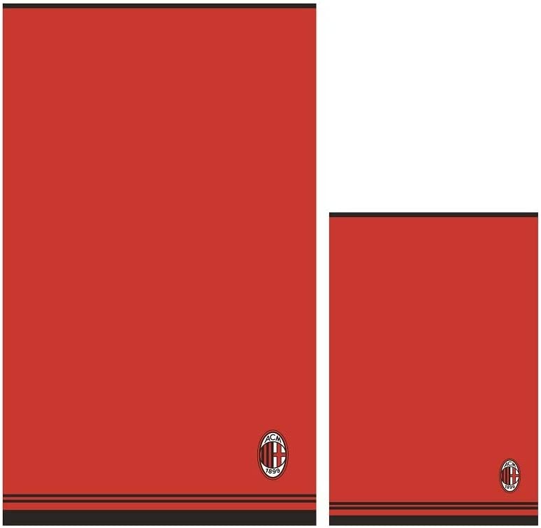 Set Asciugamano e Ospite in Spugna, 100% Cotone, Rosso/Nero Milan