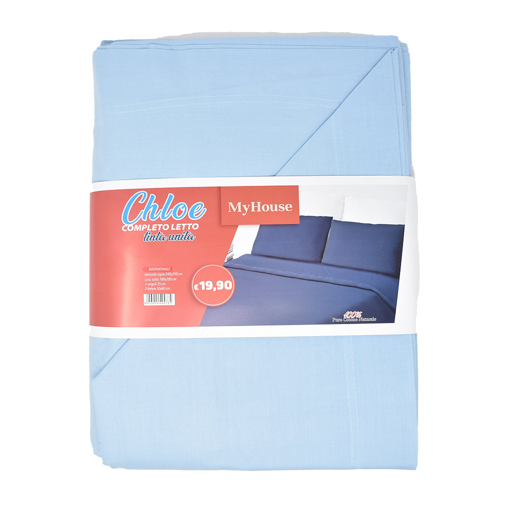Completo Letto 100% Cotone Tinta Unita My House