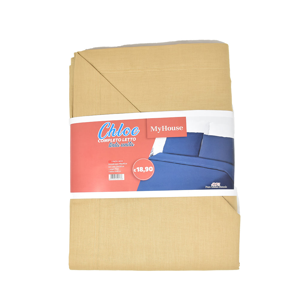 Completo Letto 100% Cotone Tinta Unita My House