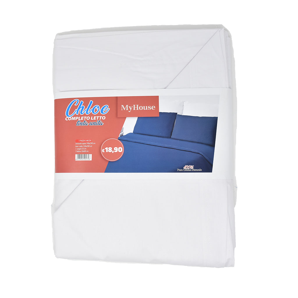 Completo Letto 100% Cotone Tinta Unita My House