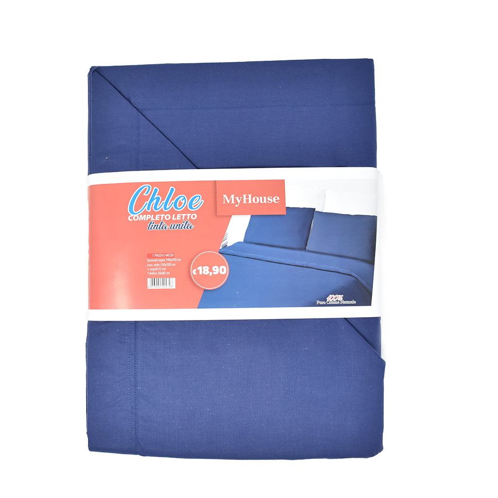 Completo Letto 100% Cotone Tinta Unita My House