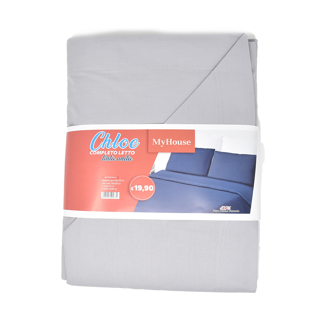 Completo Letto 100% Cotone Tinta Unita My House