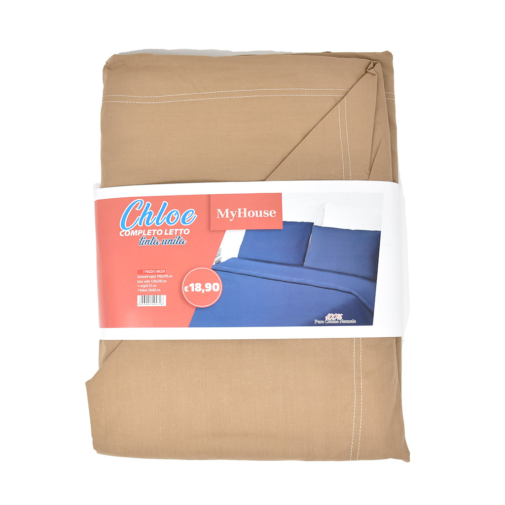Completo Letto 100% Cotone Tinta Unita My House