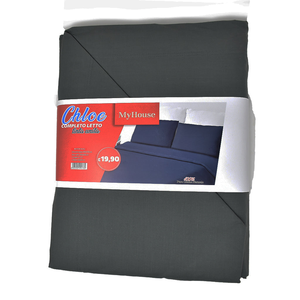 Completo Letto 100% Cotone Tinta Unita My House