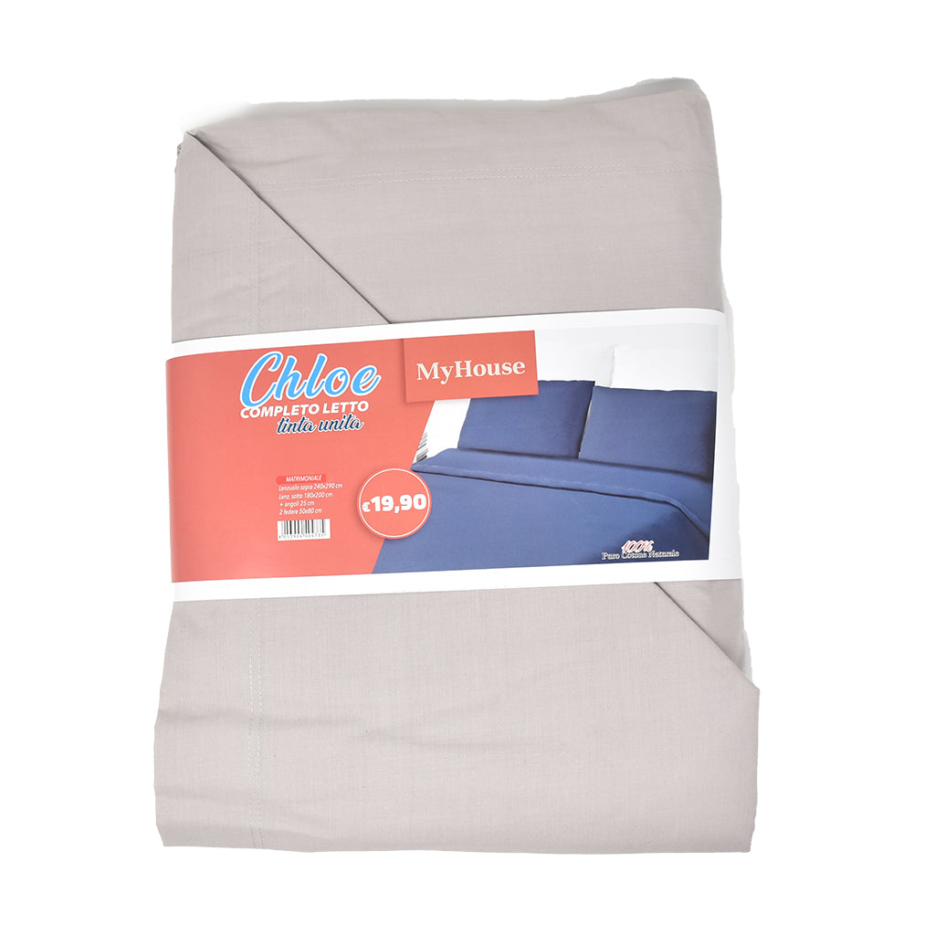 Completo Letto 100% Cotone Tinta Unita My House