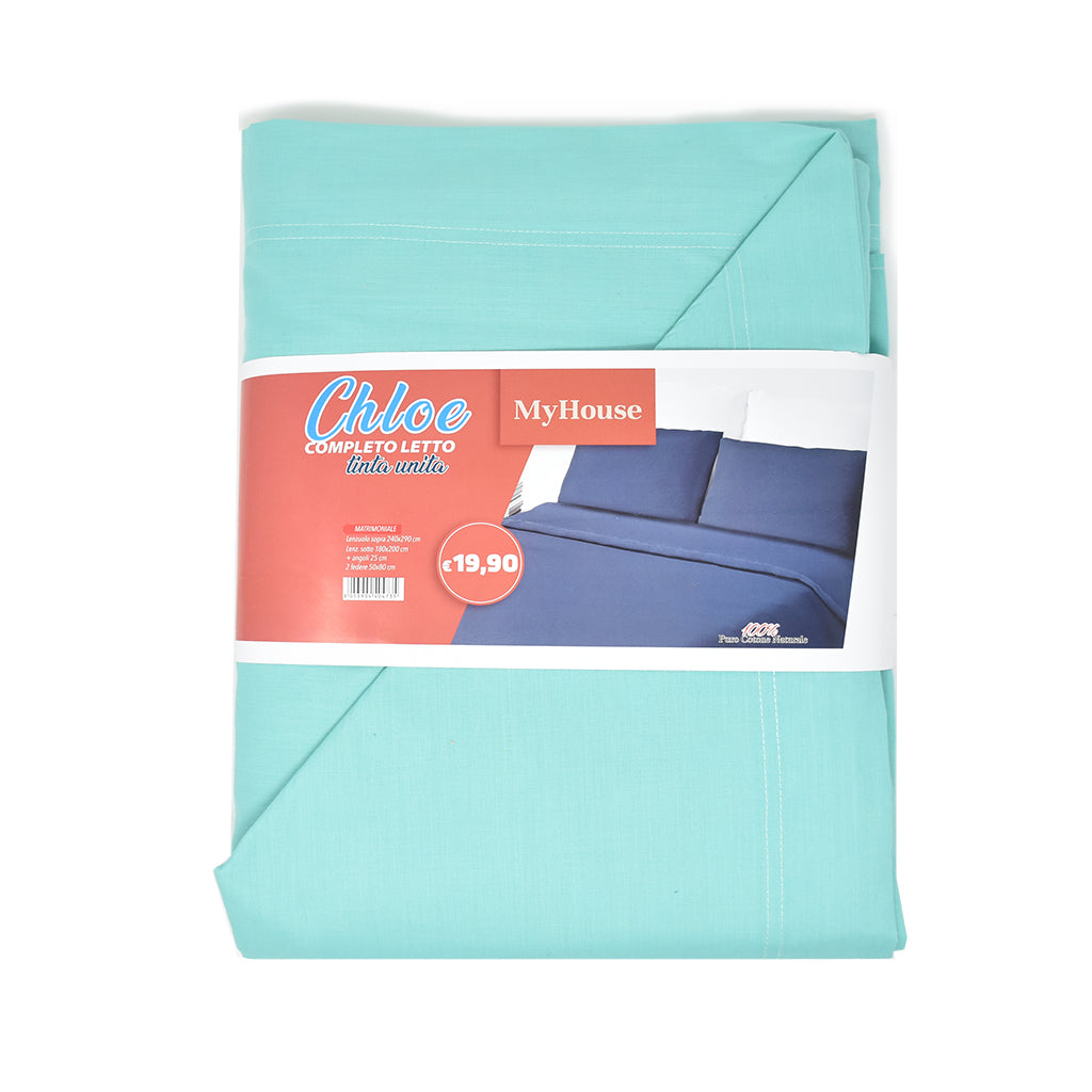 Completo Letto 100% Cotone Tinta Unita My House