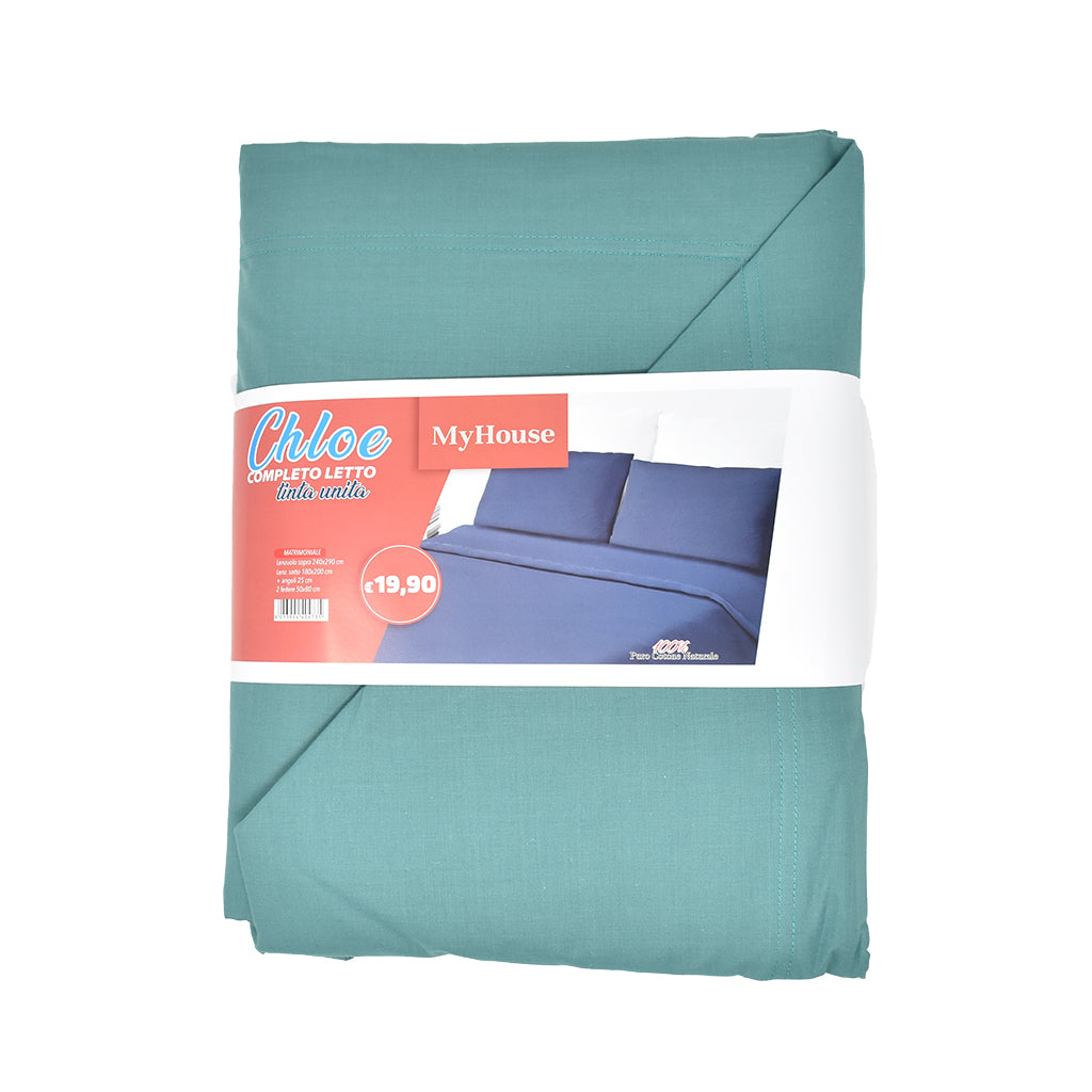 Completo Letto 100% Cotone Tinta Unita My House