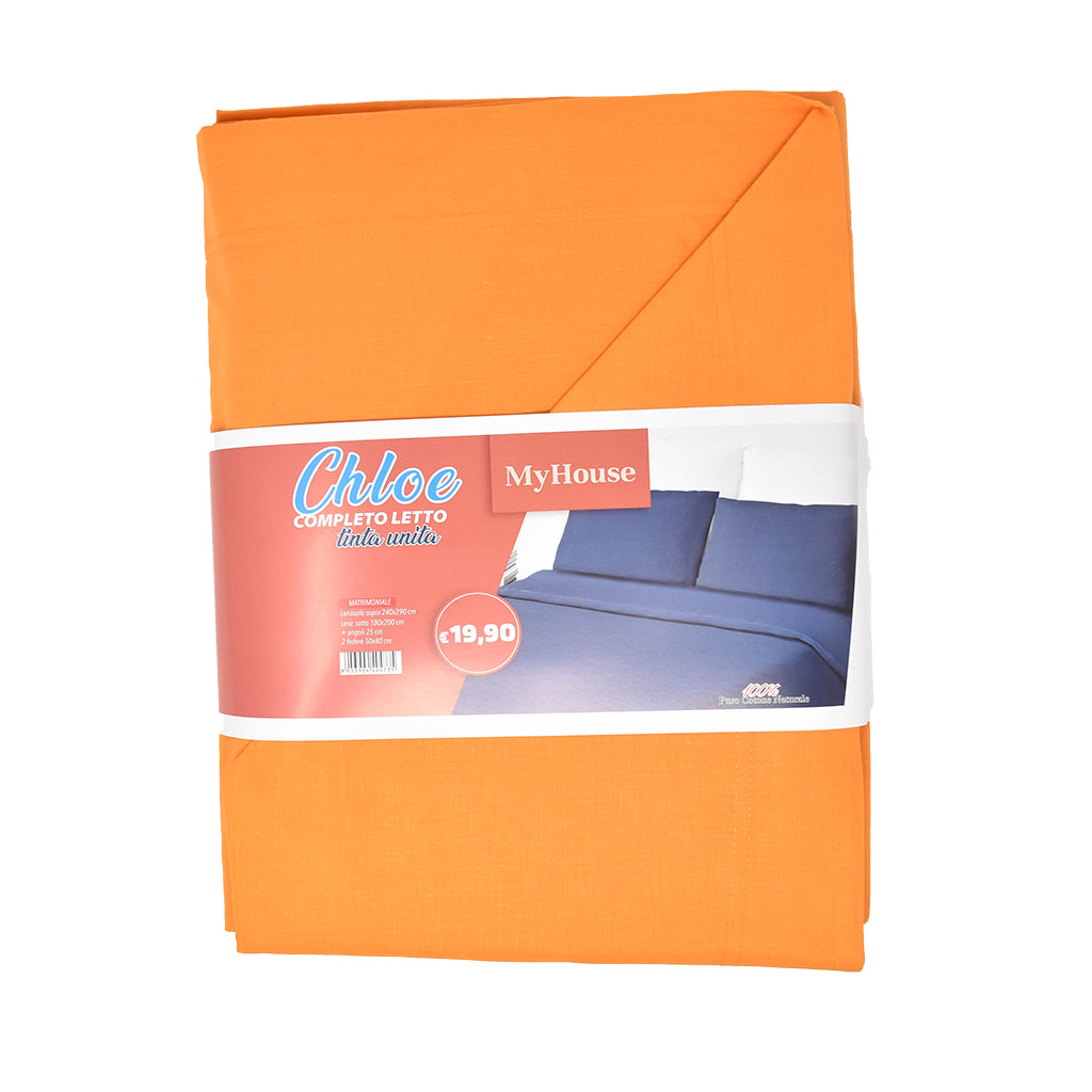 Completo Letto 100% Cotone Tinta Unita My House