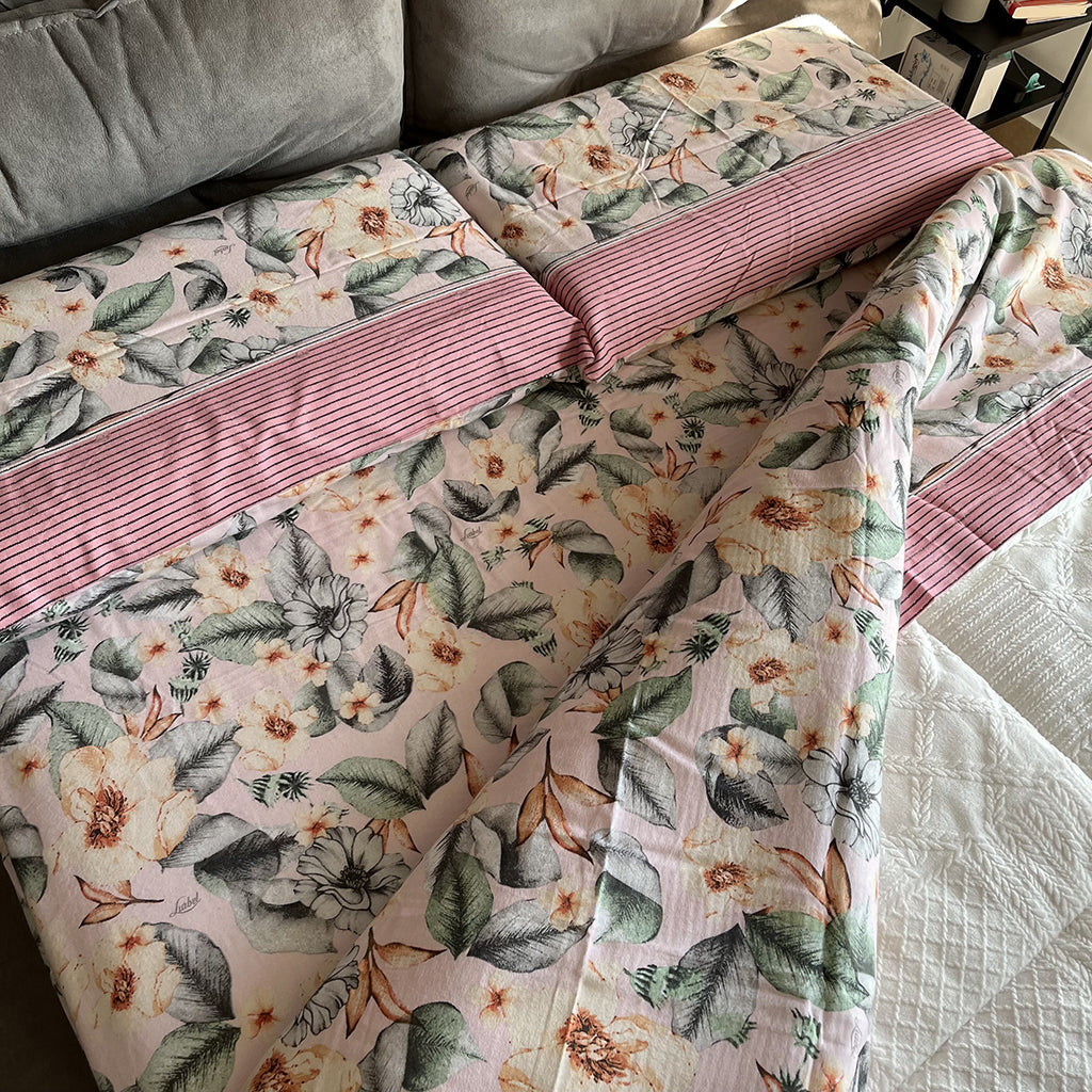 Completo Letto Matrimoniale Flanella Liabel Flores