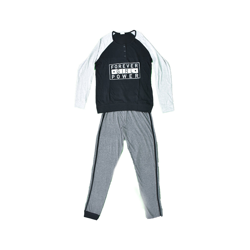 Pigiama Cotone Manica Lunga Donna Forever Girl Power Ami-Jo