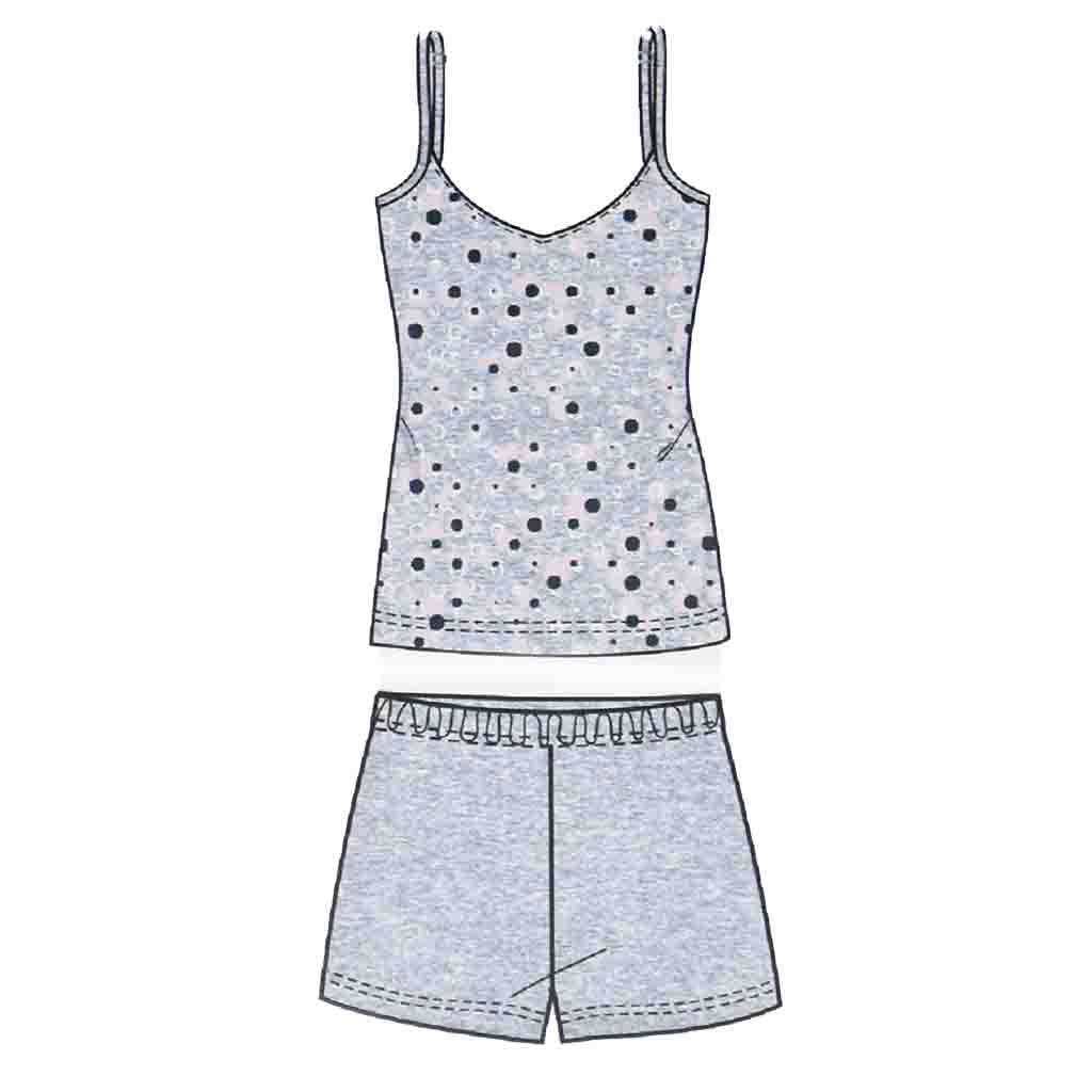 Pigiama Cotone Donna Bretelline Pantaloncini Lara Justin Pois 931