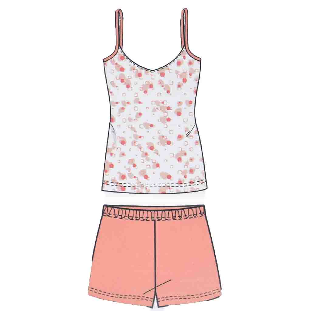 Pigiama Cotone Donna Bretelline Pantaloncini Lara Justin Pois 931