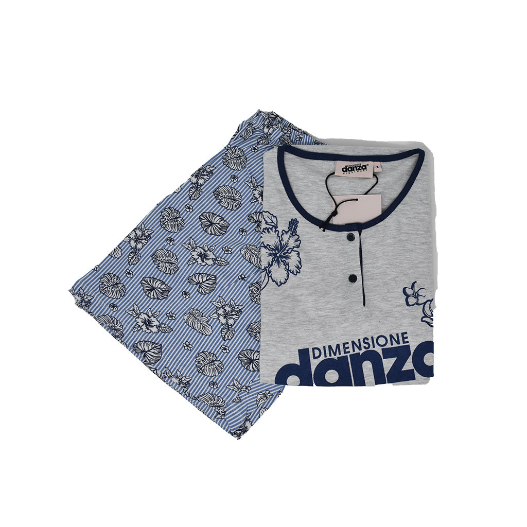Pigiama Cotone Donna Maniche Corte Pantaloncini Dimensione Danza Flower 20179