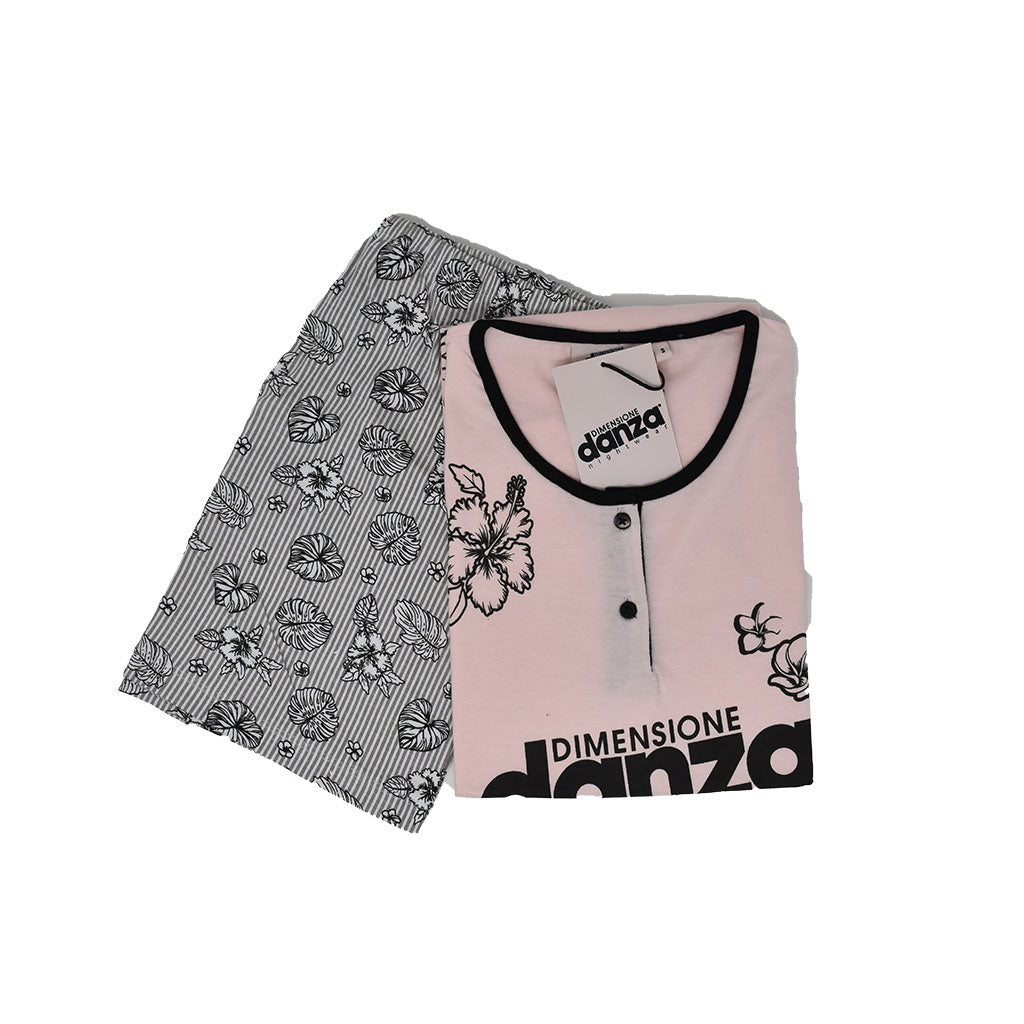 Pigiama Cotone Donna Maniche Corte Pantaloncini Dimensione Danza Flower 20179