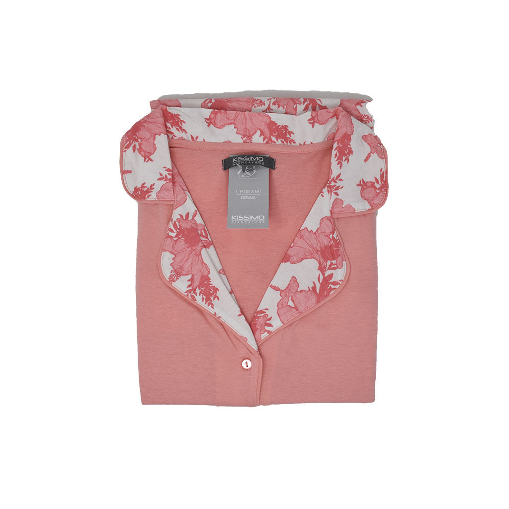Pigiama Cotone Donna Maniche Corte Pantaloncini Kissimo Fiori 6003
