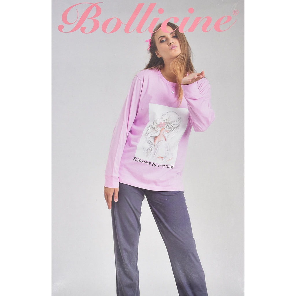 Pigiama Cotone Manica Lunga Donna Bollicine Ramon