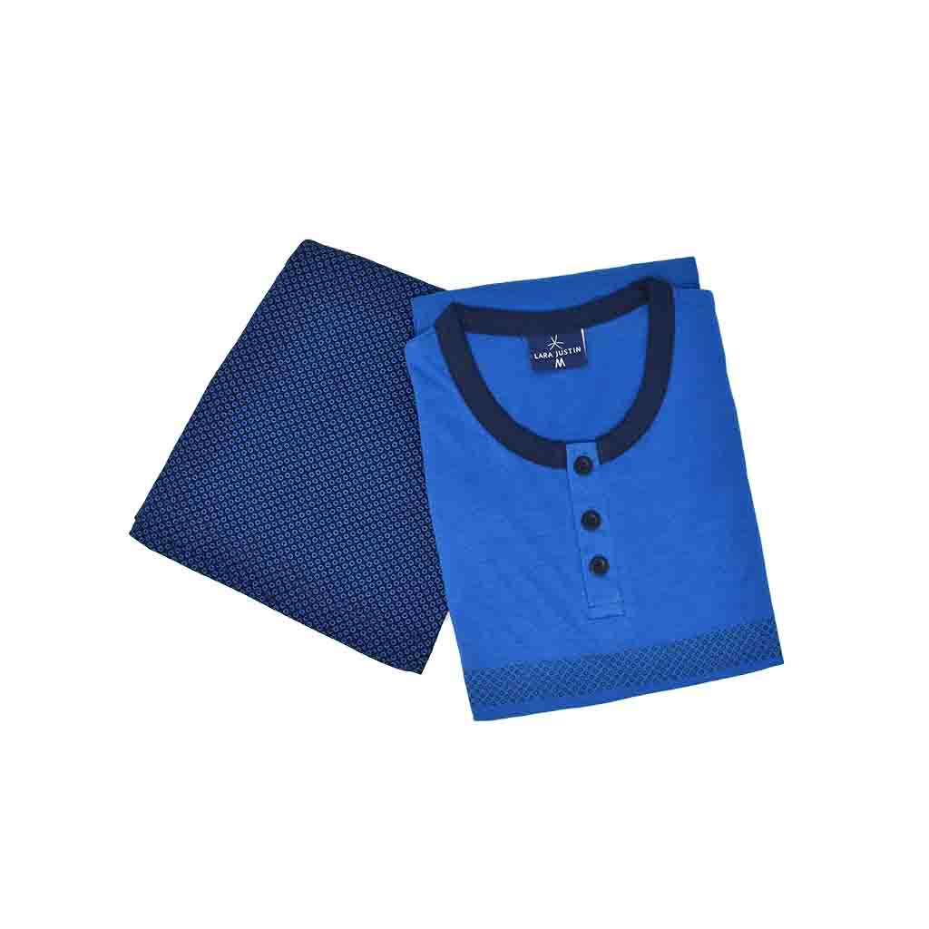 Pigiama Cotone Uomo Maniche Corte Pantaloncini Lara Justin Cerchi 1022