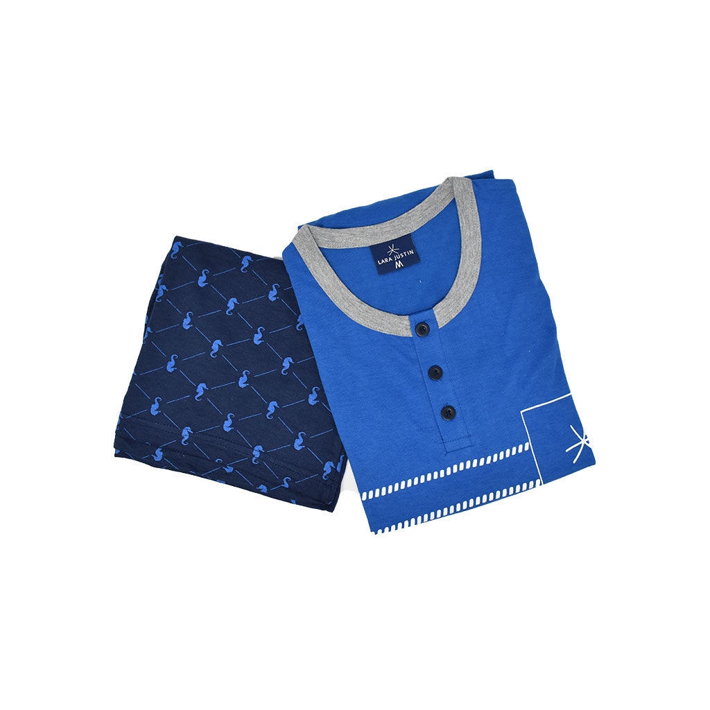 Pigiama Cotone Uomo Maniche Corte Pantaloncini Lara Justin Cavalluccio 1027