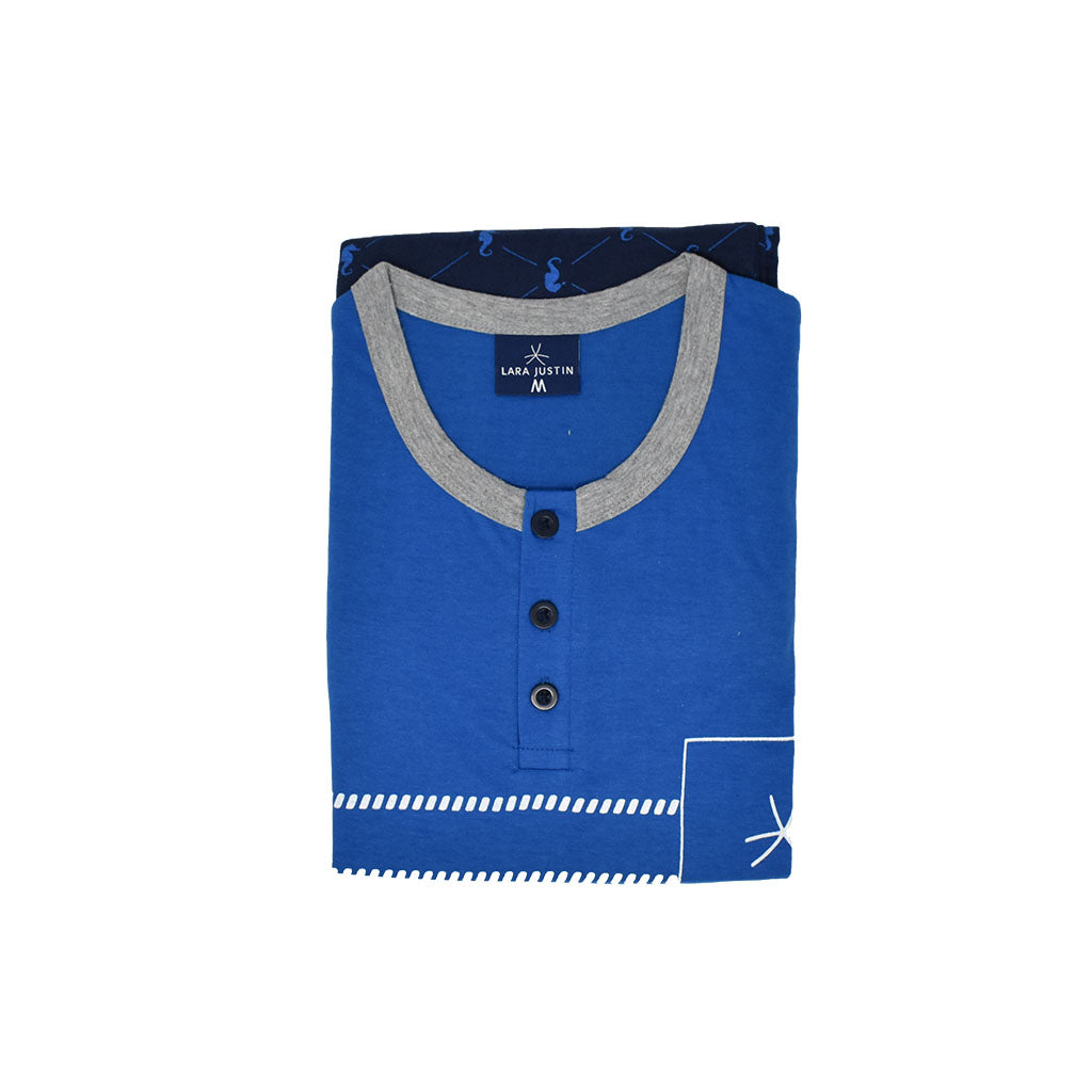 Pigiama Cotone Uomo Maniche Corte Pantaloncini Lara Justin Cavalluccio 1027