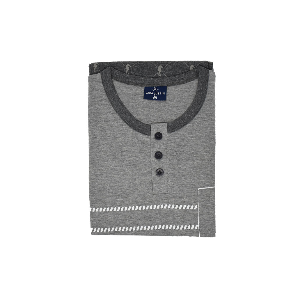 Pigiama Cotone Uomo Maniche Corte Pantaloncini Lara Justin Cavalluccio 1027
