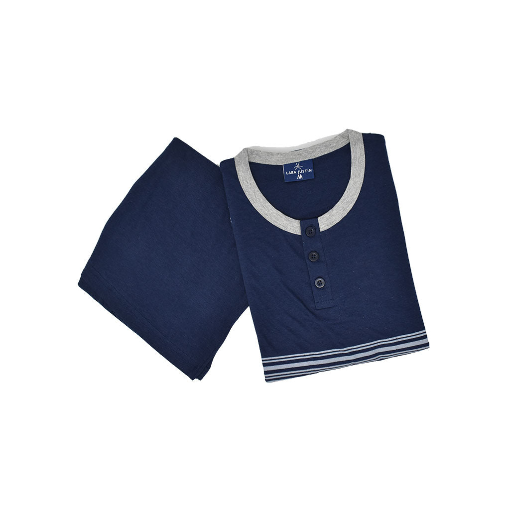 Pigiama Cotone Uomo Maniche Corte Pantaloncini Lara Justin Righe 1025