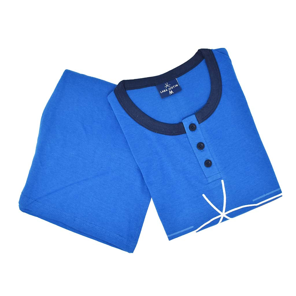 Pigiama Cotone Uomo Maniche Corte Pantaloncini Lara Justin Righe Tre Colori 1026