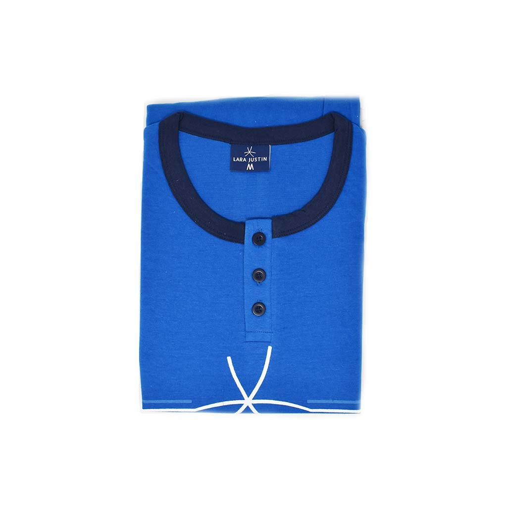 Pigiama Cotone Uomo Maniche Corte Pantaloncini Lara Justin Righe Tre Colori 1026