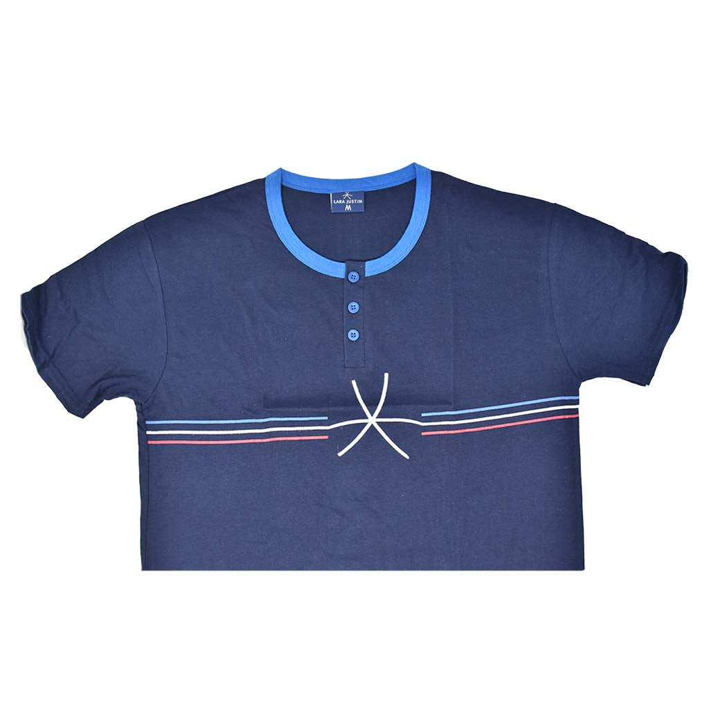 Pigiama Cotone Uomo Maniche Corte Pantaloncini Lara Justin Righe Tre Colori 1026