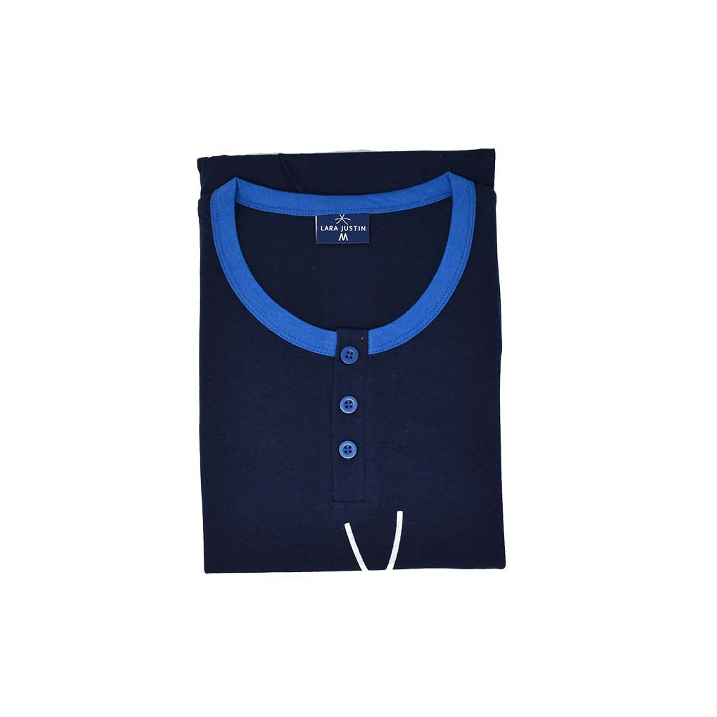 Pigiama Cotone Uomo Maniche Corte Pantaloncini Lara Justin Righe Tre Colori 1026