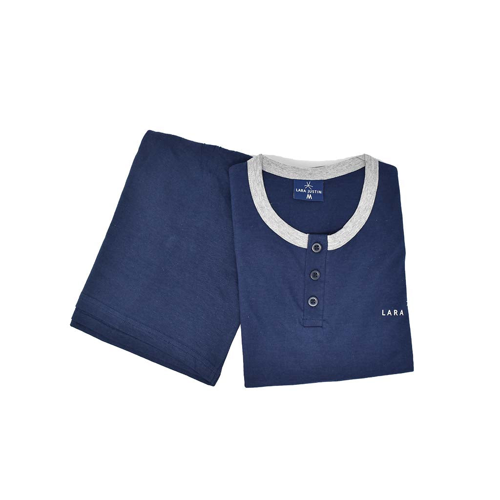 Pigiama Cotone Uomo Maniche Corte Pantaloncini Lara Justin Tinta Unita 1023