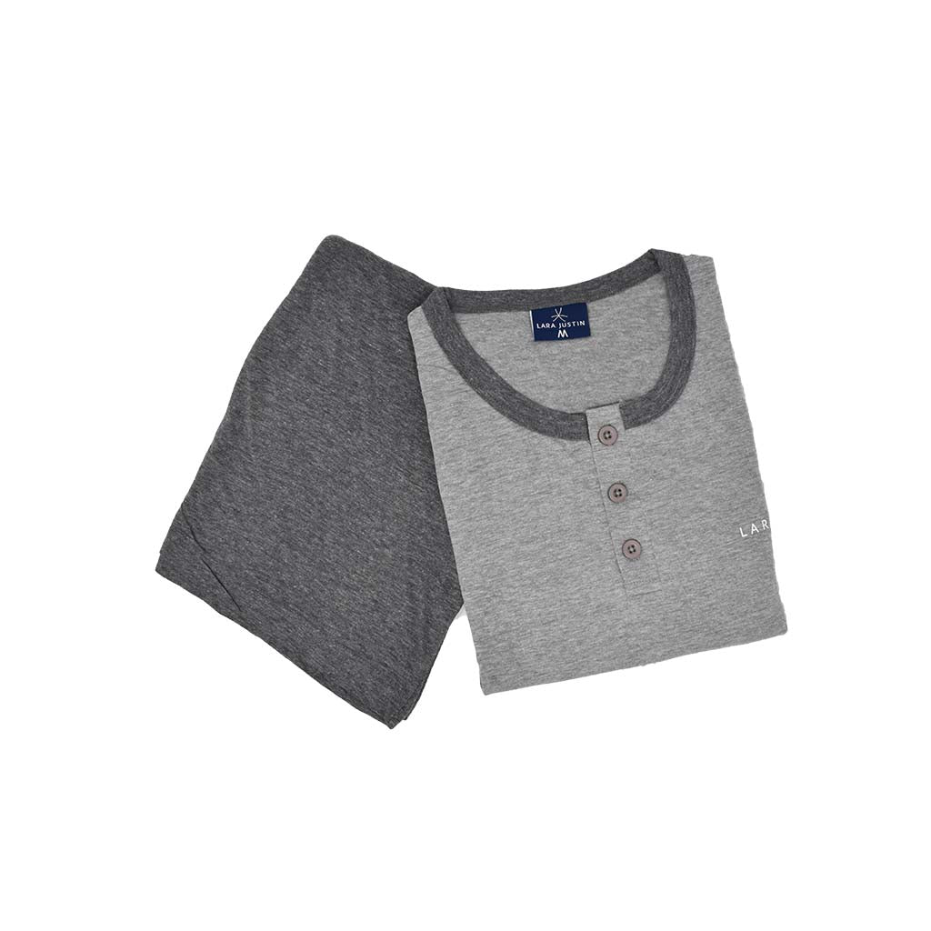 Pigiama Cotone Uomo Maniche Corte Pantaloncini Lara Justin Tinta Unita 1023