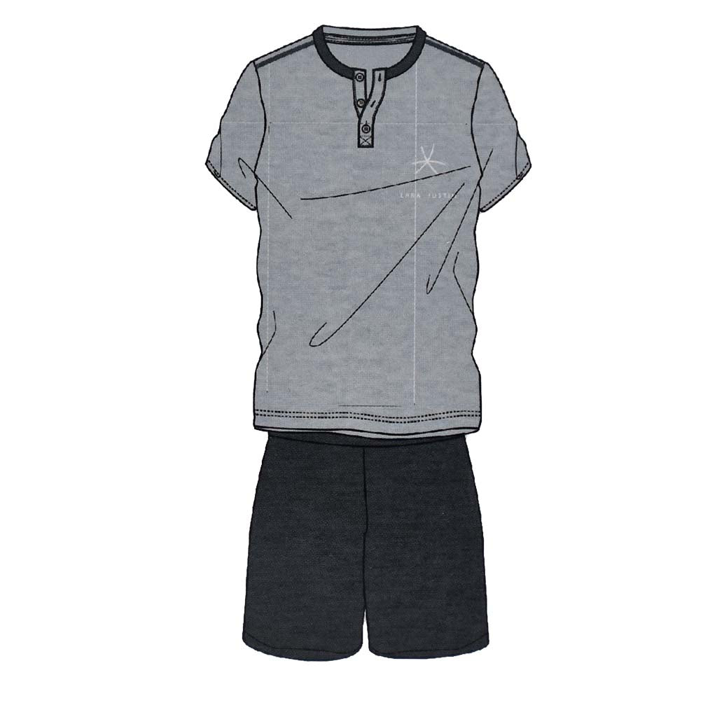 Pigiama Cotone Uomo Maniche Corte Pantaloncini Lara Justin Tinta Unita 1023