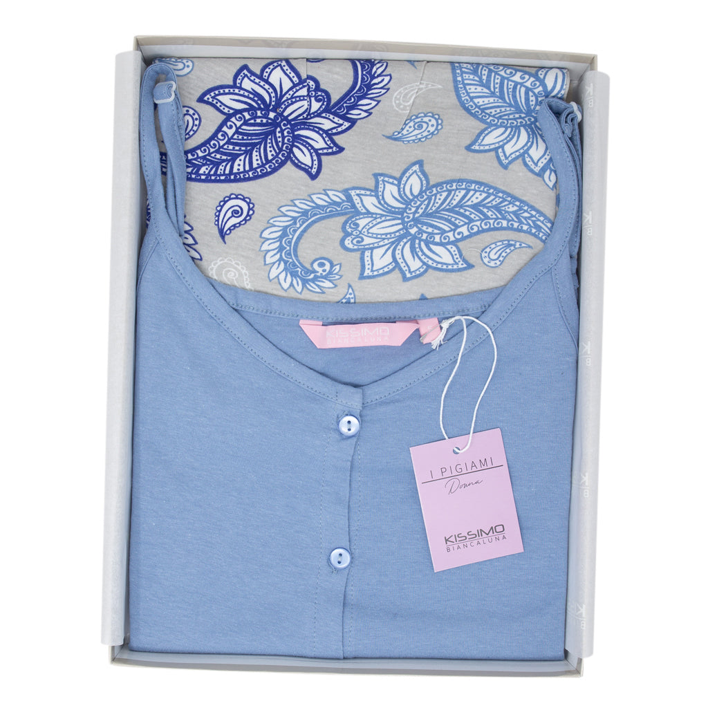 Pigiama Donna Cotone Canotta e Pantaloncini Fantasia Kissimo