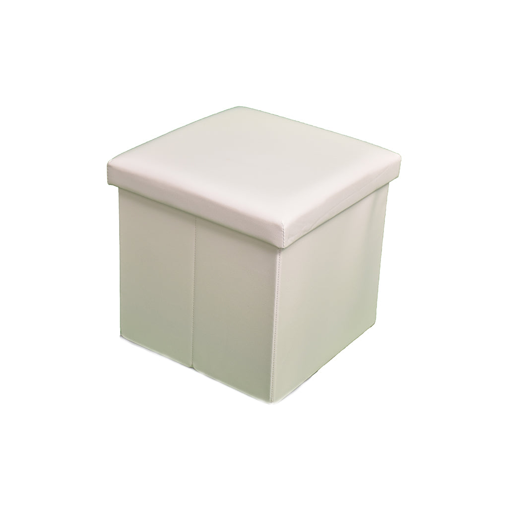 Pouf Simil-Pelle Contenitore Quadrato Tinta Unita 38x38