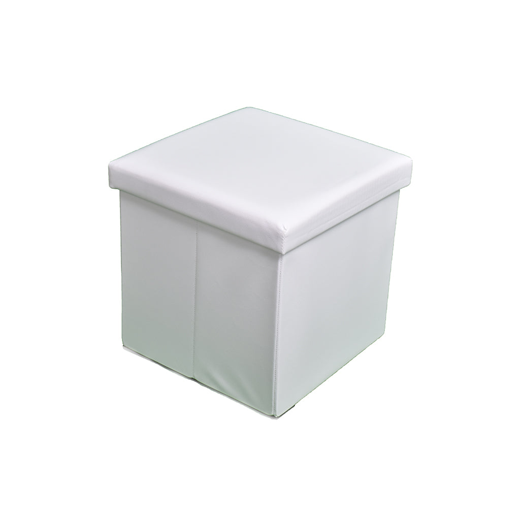 Pouf Simil-Pelle Contenitore Quadrato Tinta Unita 38x38