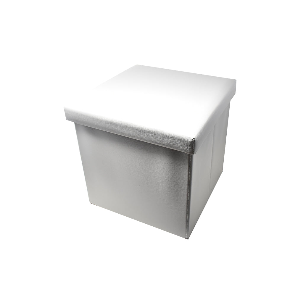 Pouf Simil-Pelle Contenitore Quadrato Tinta Unita 38x38