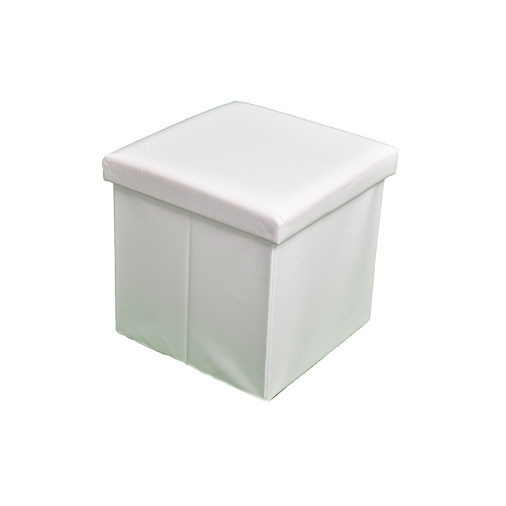 Pouf Simil-Pelle Contenitore Quadrato Tinta Unita 38x38