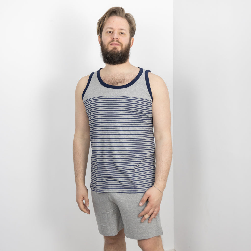 Pigiama Cotone Uomo Canotta Pantaloncini Lara Justin Righe 1028