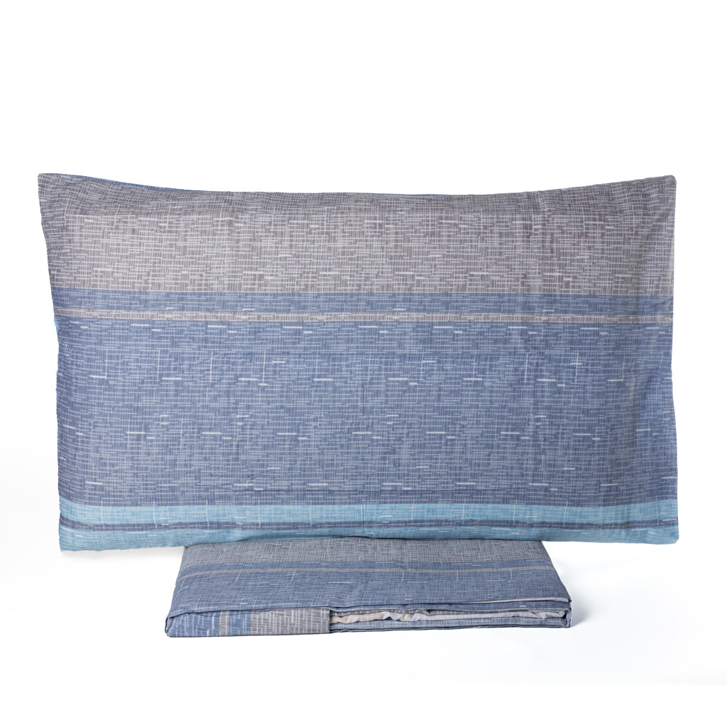 Completo Letto Maxi Cotone Righe Azzurro