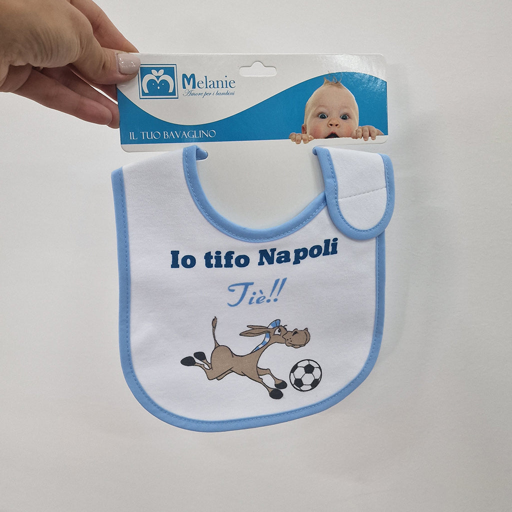 Bavaglino Neonato Cotone Azzurro Io tifo Napoli Melanie