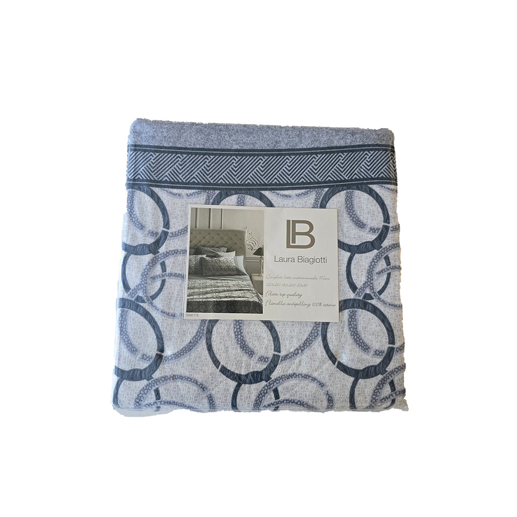 Laura Biagiotti Completo Lenzuola Matrimoniale Maxi In Percalle Di Cotone – Caladio Blu, 2 Federe, Lenzuolo Sopra 260x290, Sotto 180x200, Made In Italy