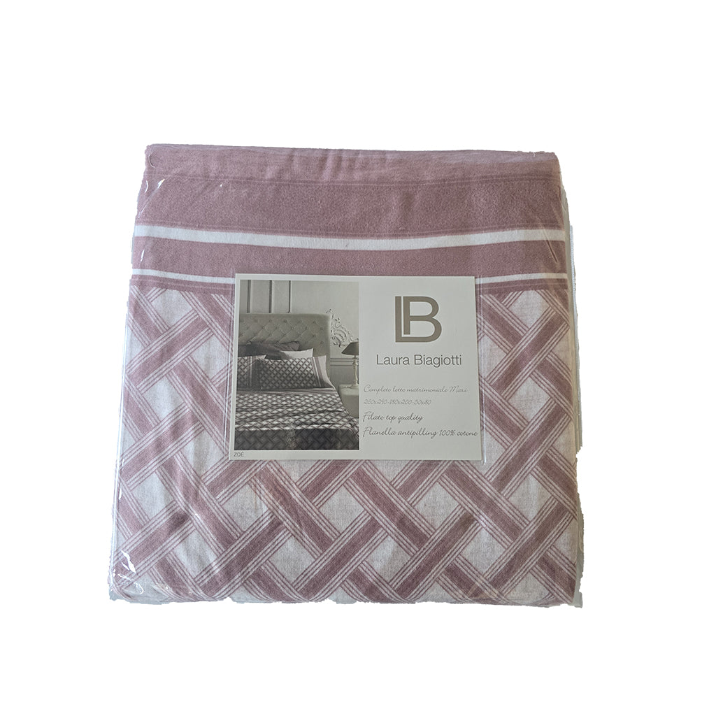 Completo Letto Matrimoniale Flanella Maxi Laura Biagiotti Zoe Malva