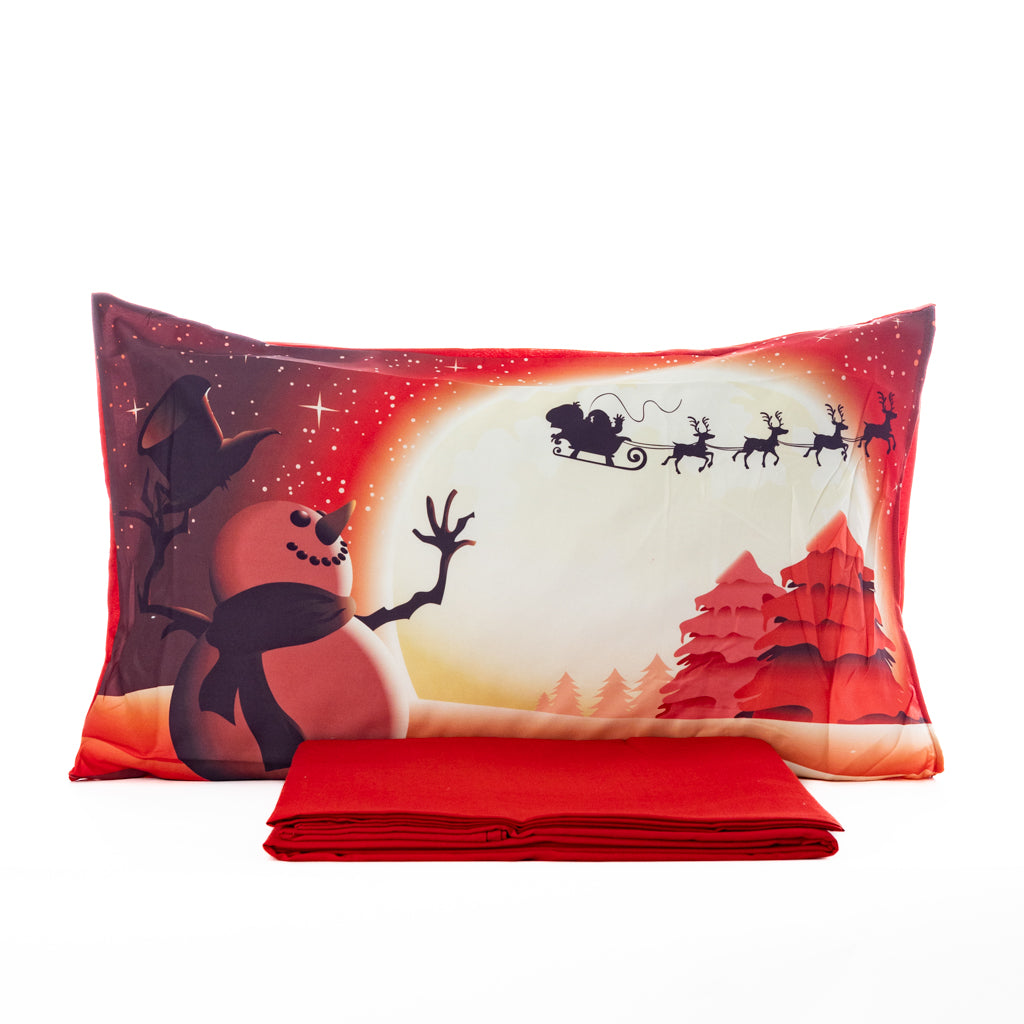 Completo Letto Cotone Matrimoniale Natalizio Red Moon